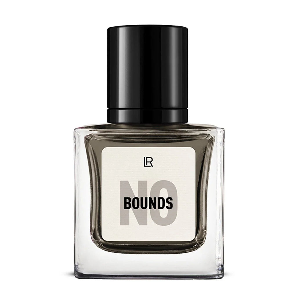 Libérez votre énergie avec No Bounds LR Health & Beauty : agrumes vifs, cèdre et bois ambré pour une fragrance masculine fraîche et vibrante sans limites.